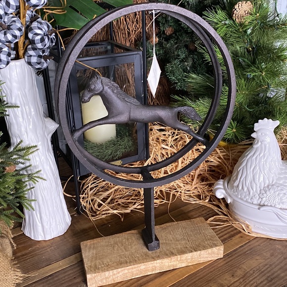 Pottery Barn Running Steed Metal and Mango Wood Horse Decorative Home Accent 🐴